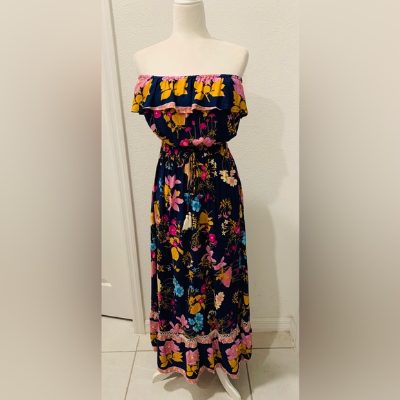 Floral Maxi Vintage Off shoulder Dress - New - Picture 2 of 8